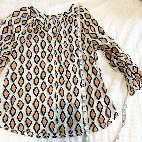 Womens Nic and Zoe Medium Geometric Top Blouse 100% Cotton Ethically Made - Picture 11 of 12